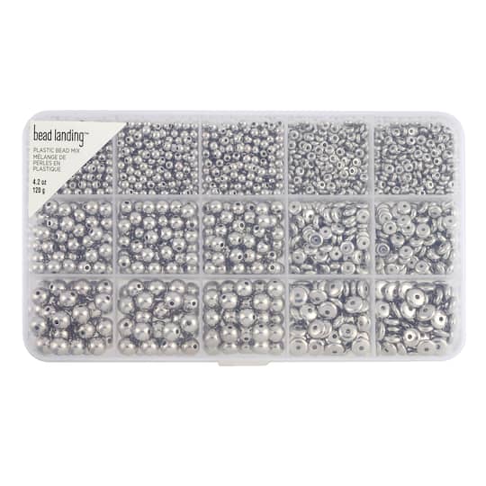 Silver Plastic Spacer Bead Mix by Bead Landing&#x2122;